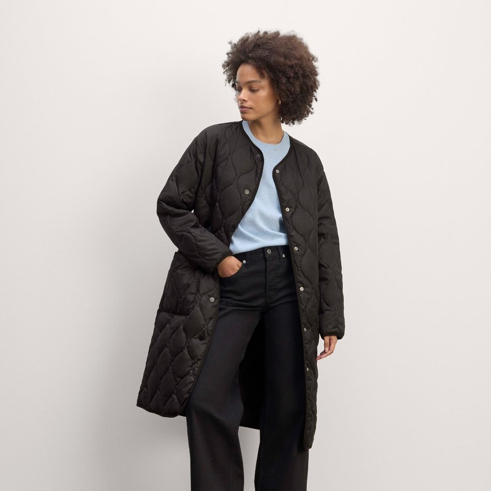 Everlane Women's Long Quilted Liner in Black, Size Small